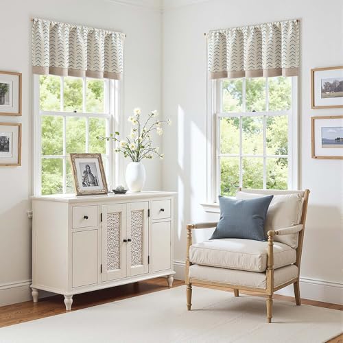 jinchan Arrow Linen Valance 18 Inch Modern Boho 1 Panel Blue on Linen - color: Arrow | Blue on Linen, size: 50"W x 18"L (Pack of 1)