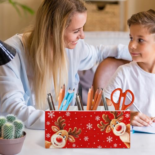 Red Christmas Reindeer Pen Pencil Holder Organizer for Desk - color: Reindeer