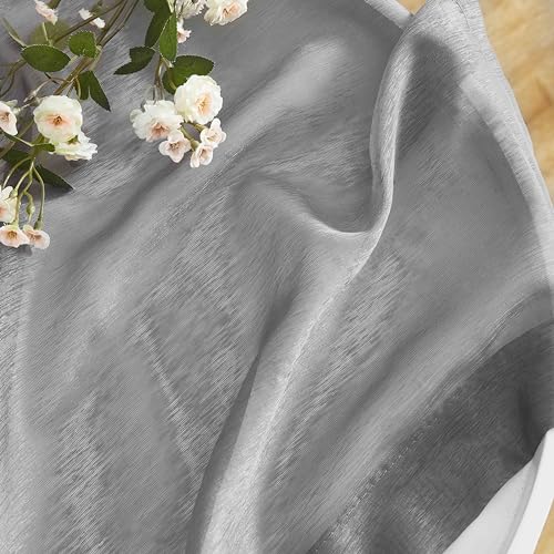 HLC.ME Semi Sheer Grommet Curtains, 2 Panels, 54x72 Inch, Charcoal Grey - color: Charcoal Grey, size: 54"W x 72"L (Pack of 2)