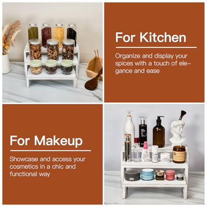 DAOYOUSKY Set of 3 Wooden Rustic Cupcake Stand for 24 Cupcakes, Stepped Wood Display Stand for Weddings, Tiered Party Buffet Table Display Nesting Riser for Food , Dessert, Cookie, Craft Show, White - color: White