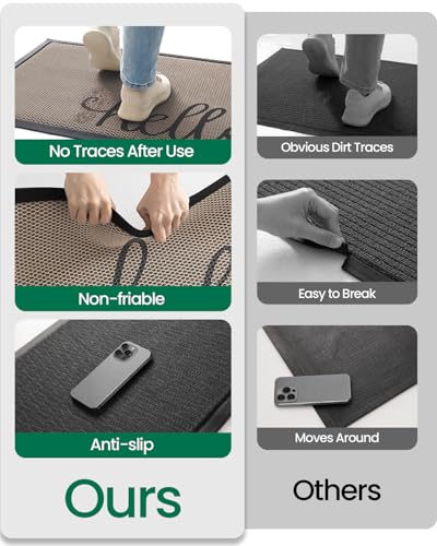 LUMI Outside Welcome Door Mat 24x36, Non-Slip Durable Rubber Easy Clean - color: Hello, size: 24"x36"