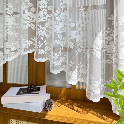 1pc White Lace Arched Swag Sheer Curtain for Doorway Kitchen - size: 63"W x 39"L (Pack of 1)