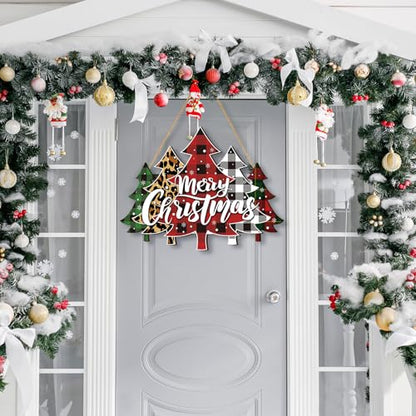 Christmas Decor Wreath for Front Door Xmas Door Sign, Classic Tree Style - style: Classic Tree Style