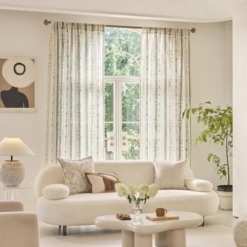 Green Boho Curtains for Living Room with Tassel 63 Inch 2 Panels - color: T-green, size: 52"W x 63"L (Pack of 2)