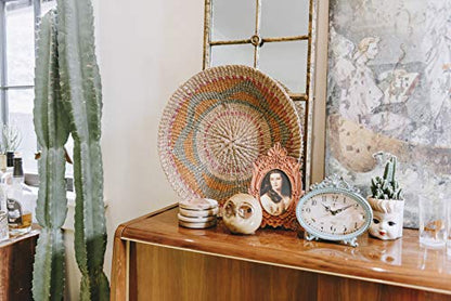 Creative Co-Op Decorative Antiqued Pewter Mantel Clock, Aqua Blue Finish - color: Aqua Blue