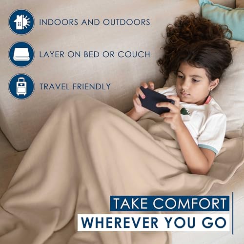 Twin Size Fleece Bed Blanket | Comfy Supersoft Fleece Blanket – All-Season Light Weight Throw Blanket | Luxuriously Soft | Throw Blanket for Couch and Sofa | Machine Wash | Beige - color: Beige, size: Twin