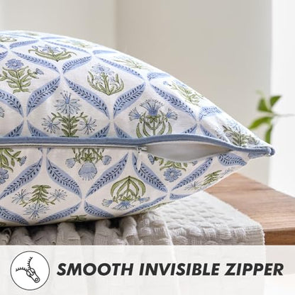 MIULEE Floral Throw Pillow Covers 20x20 Set of 2, Blue and Green - color: Blue Green, size: 20" x 20" (Pack of 2)