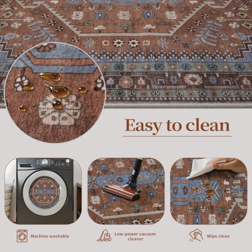 Ciicool 2x3ft Small Area Rug,Washable Boho Thin Mat for Entryway Kitchen - color: Brown/Blue, size: 2' X 3' (Rectangular)