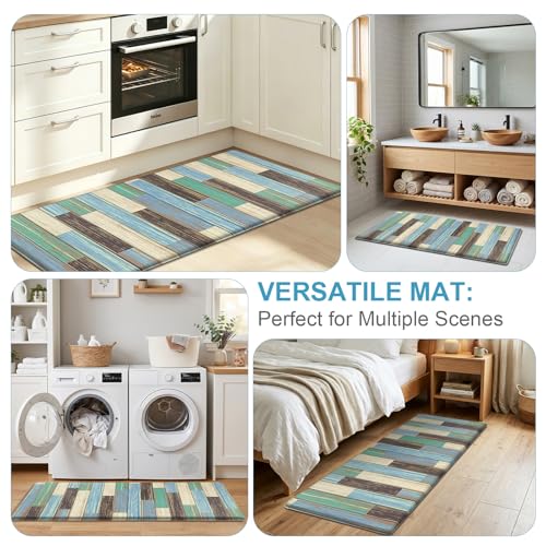 LOKHOM Kitchen Floor Mats, 24x59 Anti Fatigue Cushioned Runner Rug, Teal - color: Teal