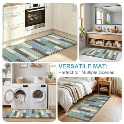 LOKHOM Kitchen Floor Mats, 24x59 Anti Fatigue Cushioned Runner Rug, Teal - color: Teal