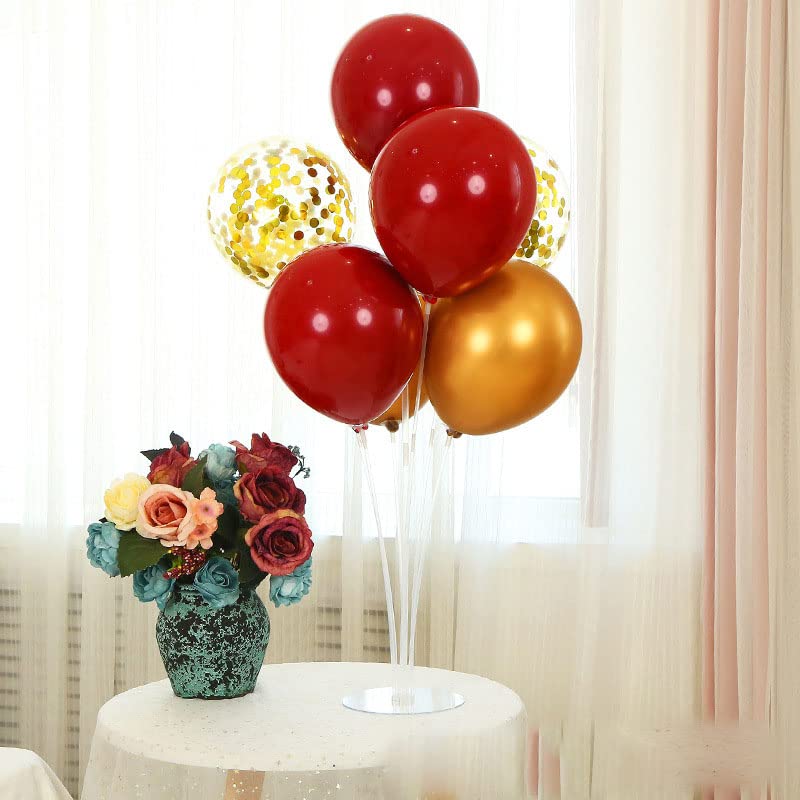 ZJDHPTY 4Set Red Gold Balloon Stand Table Centerpieces Party Decor - color: Red Gold 4