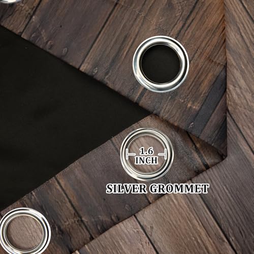 Rustic Retro Wood Blackout Curtains for Bedroom 26x63 Grommet 2 Panels - color: Brown, size: 26"W x 63"L (Pack of 2)