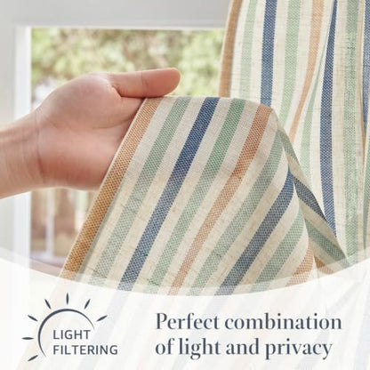 jinchan Linen Boxter Stripe Valances for Window 16 inch,Coastal,1 Panel - color: Boxter Stripe | Multi Coastal on Linen, size: 50"W x 16"L (Pack of 1)