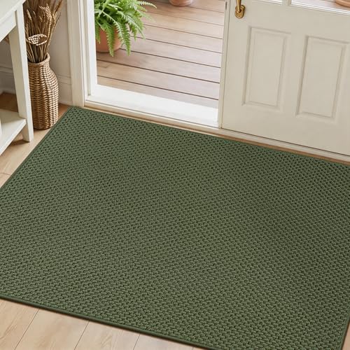 Dirt Trapper Door Mat 36" x 60", Non Slip Washable Doormat, Green - color: Green, size: 36" x 60"