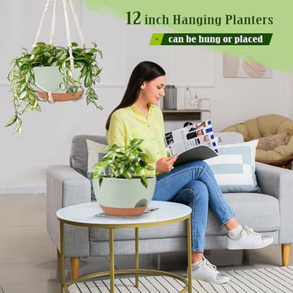 Self Watering Hanging Planters 2 Pcs,12Inch Hanging Basket for Plants,Green - color: Green, size: 12 Inch