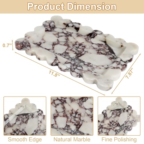 100% Marble Vanity Tray for Bathroom Counter, Kitchen, Coffee 11.8" - color: Calacatta Viola