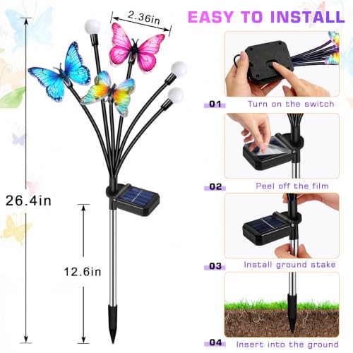 Solar Garden Lights Outdoor, Butterfly Firefly Lights 4 Pack, Waterproof - color: Butterfly Firefly, size: 4 Pack
