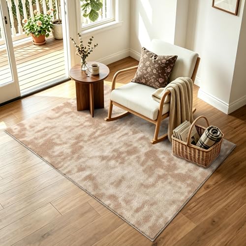 3x5 Tie-dye Beige Area Rug Washable Non-Slip Soft Thin for Bedroom Kitchen - color: 01 Tie-dye Beige, size: 3' x 5' (Rectangular)