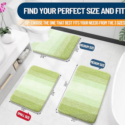 OLANLY Small Bathroom Rugs 24x16, Extra Soft Absorbent Microfiber Bath Rugs - color: Light Green, size: 24" X 16"
