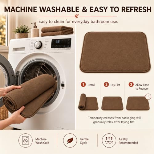 RUN HELIX Bathroom Rugs Sets 3 Piece, Soft Absorbent Memory Foam Bath Mats Set, Dry Fast Bath Mat, Machine Washable Bath Rug Set for Bathroom （Chocolate） - color: Brown