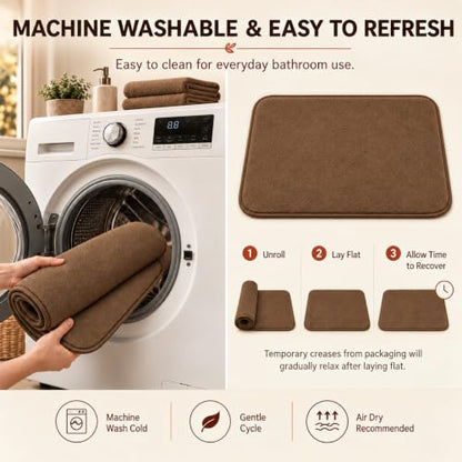 RUN HELIX Bathroom Rugs Sets 3 Piece, Soft Absorbent Memory Foam Bath Mats Set, Dry Fast Bath Mat, Machine Washable Bath Rug Set for Bathroom （Chocolate） - color: Brown