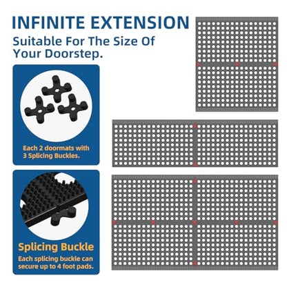 Mibao Front Door Mat, 17" X 29.5", Grey, Heavy Duty Dirt Trapping - color: Grey, size: 1'5" x 2'6" (Rectangular)