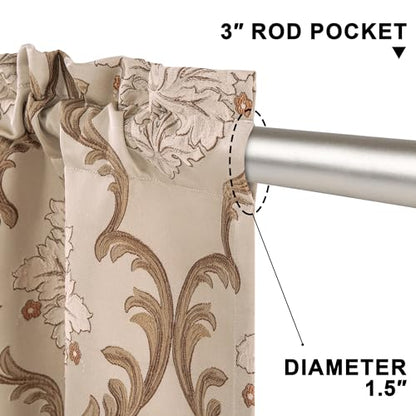 Loom and Mill Luxury Damask Floral Valances for Windows,Light Khaki,54"x18" - color: Mika-light Khaki