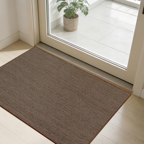 SMILOOL Front Door Mat Indoor Entrance, 24" x 36" Non-Slip Inside Door Mats for Entryway, Dirt Resistant and Absorbent Washable Doormat, Low Profile Entry Way Doormats for Patio, Porch, Dark Brown - color: Dark Brown, size: 24x36 inch