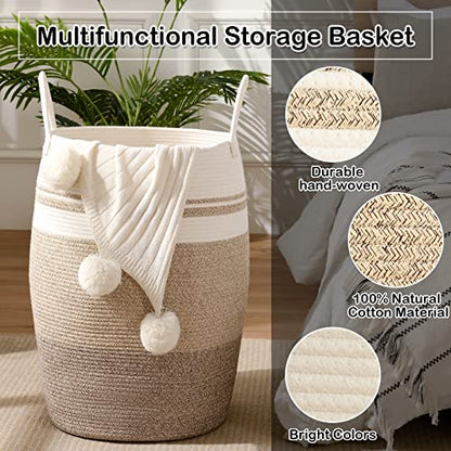 OIAHOMY 105L Laundry Hamper Woven Cotton Rope Large Clothes Hamper Yellow - color: Gradient Yellow