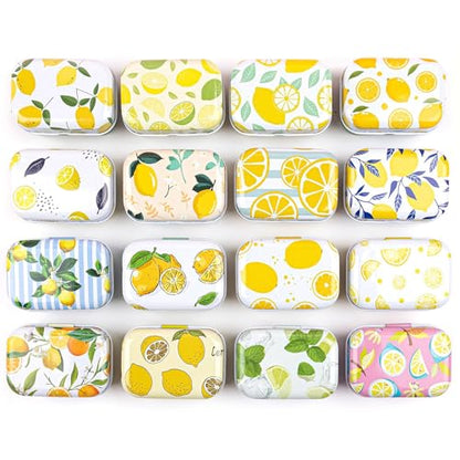 Framendino, 5 Pack Mini Tin Trinkets Box with Lid Lemon Hinge Tin Box Containers Jewelry Storage Organizer (Random Color) - color: Lemon