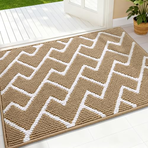 OLANLY Front Door Mat 36x24, Low-Profile Easy Clean Doormat, Beige - color: Beige, size: 36" X 24"