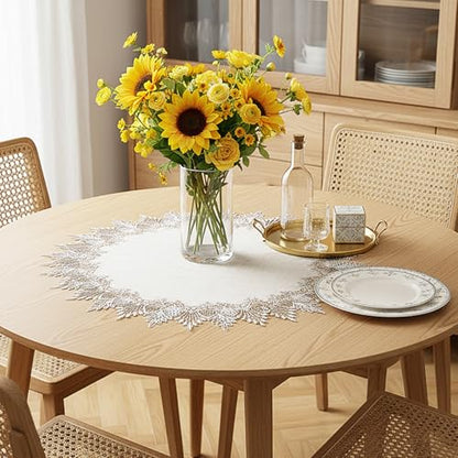 23.6 Inch Round Linen Doily, Gray Linen Doily Scarf Place Mats