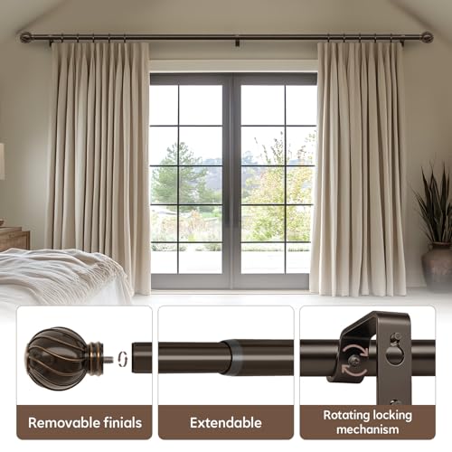 Brown Curtain Rods for Windows 48 to 84 Inch 7/8" Diameter - color: Brown, size: 36"-88"|1 Pack