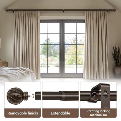 Brown Curtain Rods for Windows 48 to 84 Inch 7/8" Diameter - color: Brown, size: 36"-88"|1 Pack
