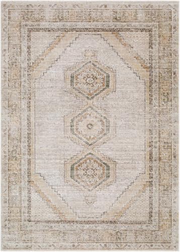 Hauteloom Yiwep Living Room, Bedroom Area Rug - Bohemian Transitional - Medium Brown, Olive, Ivory - 5' x 7'5" - color: Medium Brown, Olive, Ivory / Elinor, size: 4'11" x 7'5" (Rectangular)