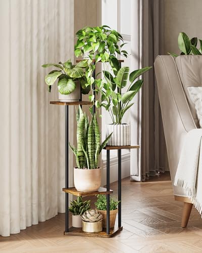 GENTINGBRO Tall Plant Stand Indoor 5 Tiered Plant Shelf - color: Brown Oak 5 Tier