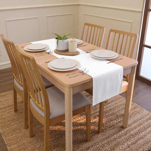 Encasa XO Table Runner, Cotton Canvas Dining Runner 13"x72" - color: White, size: 13x72 in