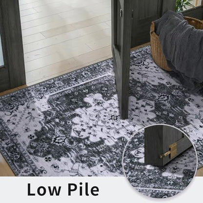 Ciicool 2x6ft Runner Rug,Small Throw Runners for Hallway Kitchen Entryway - color: Grey/Black, size: 2' x 6' (Runner)