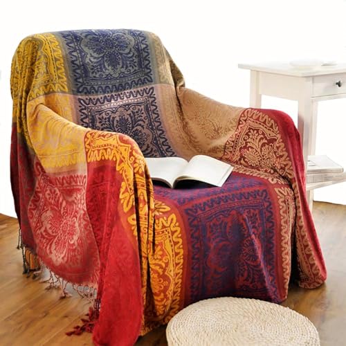 amorus Boho Sofa Cover, Throw Blankets for Couch (M, 60x75 Inches) - color: Colorful Tribal Pattern, size: 60 x 75 in