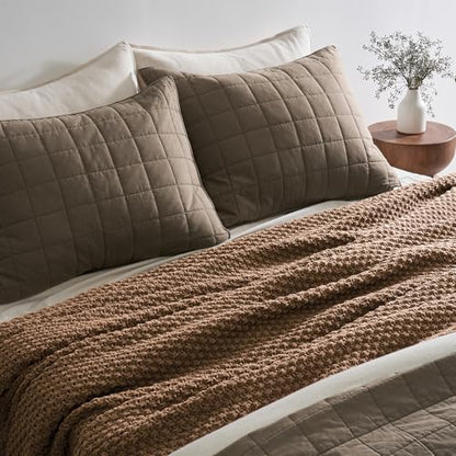 EVERGRACEHOME Chunky Chenille Knit Throw Blanket, 90 x 90, Camel Brown - color: Camel Brown, size: 90" X 90"