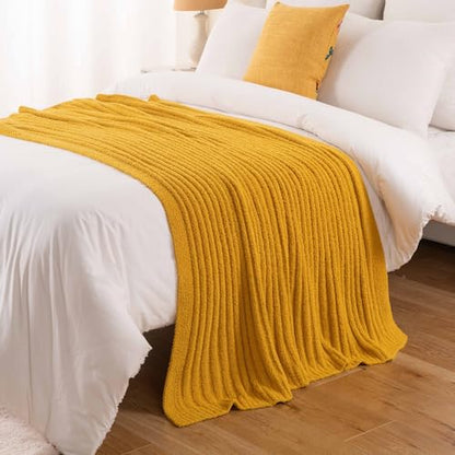 Battilo Yellow Throw Blanket for Couch, Fluffy Soft Blankets, 50"x60" - color: Yellow, size: 50"x60"