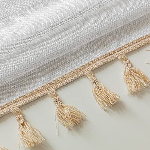 Beda Home Tassel Linen Textured Swag Curtain Valance, White, 52 x 18 in - color: White, size: 52"W x 18"L (Pack of 1)