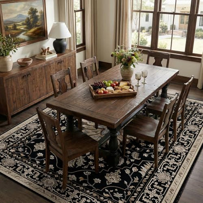 RELEANY Washable Area Rug, 5'x7', Black/Neutral - color: Black/Neutral, size: 5' x 7' (Rectangular)