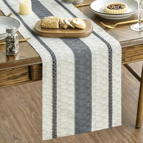 Artoid Mode Dark Green Rustic Woven Table Runner 12x48 Inch - color: Dark Grey, size: 12" x 48", Table Runner