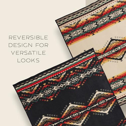 Pendleton Jacquard Unnapped Twin Blanket, 64 x 80 in, Heirloom Virgin Wool - color: Bridger Creek, size: Twin (64" x 80")