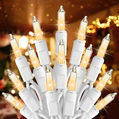 Brightown Clear Christmas String Lights, 3 Pack Each 100-Count 20ft Incandescent Bulb Mini Lights for Indoor Holiday Decor, Christmas Tree Garland Wedding Party Festival Decoration, White Wire - color: Warm White, size: 100 Count 3 Pack