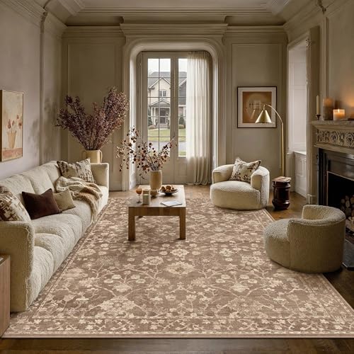 HUGEAR 6x9 Brown Neutral Area Rugs Washable Rug Carpet - color: Brown, size: 6' x 9' (Rectangular)