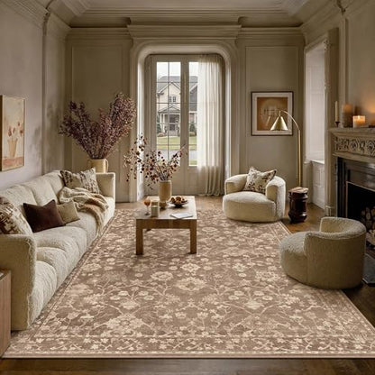 HUGEAR 8x10 Brown Neutral Area Rugs Washable Rug Carpet - color: Brown, size: 8' x 10' (Rectangular)