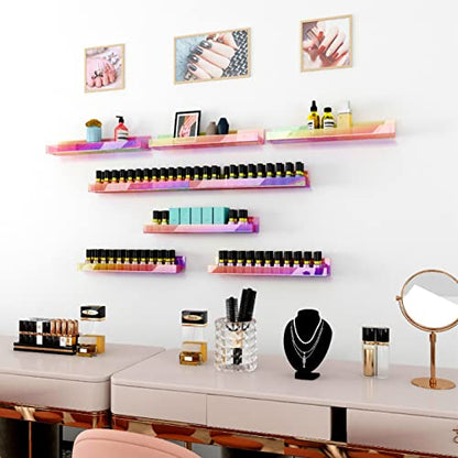 4 Pack 15 Inch Iridescent Acrylic Floating Wall Shelves, Rainbow Shelves - color: 15in-iridescent