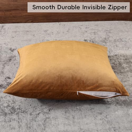 PHF Velvet Euro Shams 26" x 26", Brownish Camel, No Insert, 2 Pack - color: Brownish Camel, size: 26" x 26" (Pack of 2)